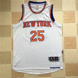 Maillot De Basket New York Knicks Derrick Rose 25 Brode AU Fabric Blanc